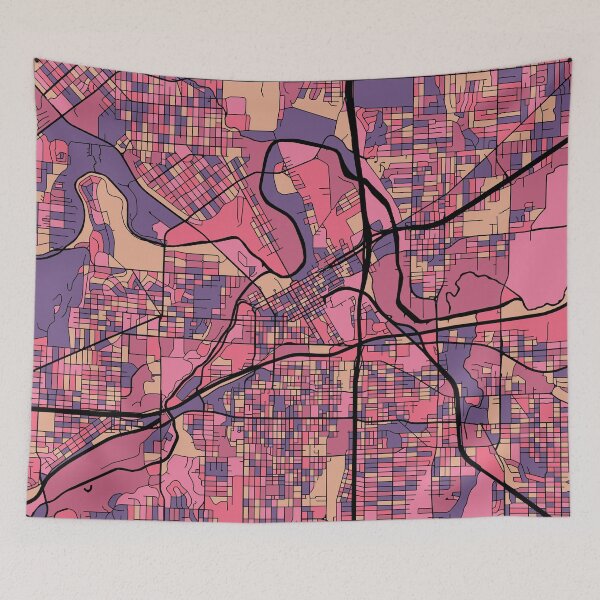 Item preview, Patrón de mapa de Fort Worth en morado y rosa designed and sold by PatternMaps.