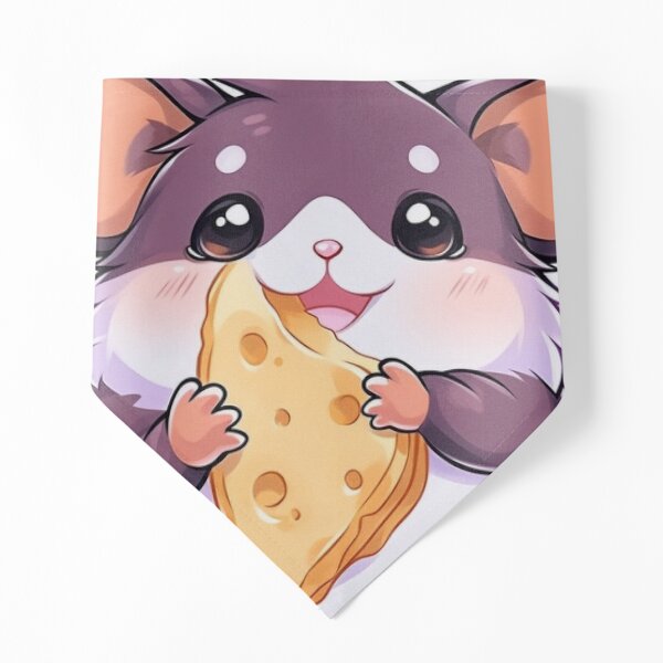 Content Baby Hamster with Cheese: Bandana-Adorned Cartoon Sticker