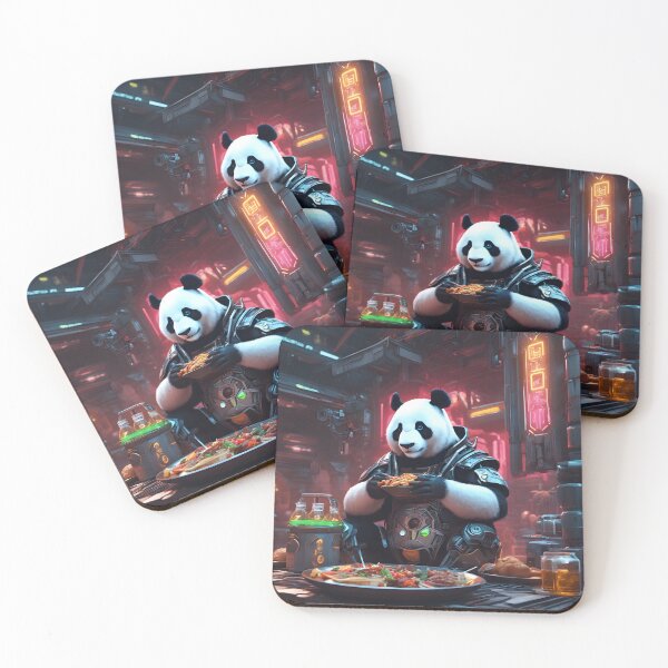 Item preview, Cyborg panda enjoying his lunch designed and sold by Jambonfromage.