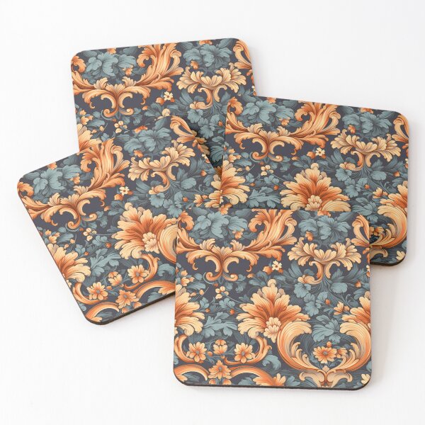 Item preview, Baroque Flourish in Orange and Cool Grey designed and sold by westside310.