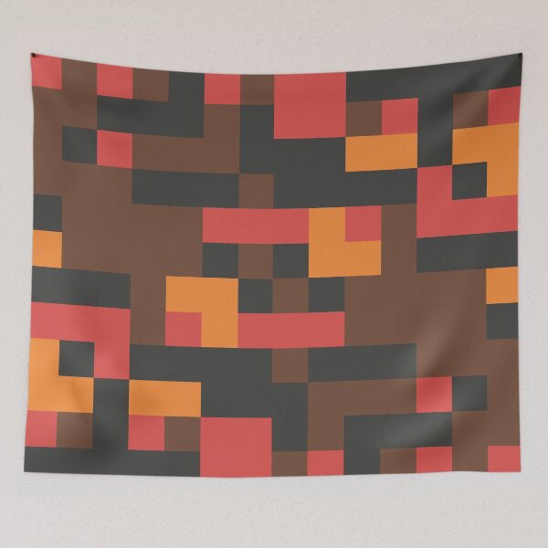 Item preview, Squirrel Shroom Party // Vintage Autumn Gingham Forest Retro 1980s Geometric Cluster Pattern 8bit Pixel Art designed and sold by mixedpixels.