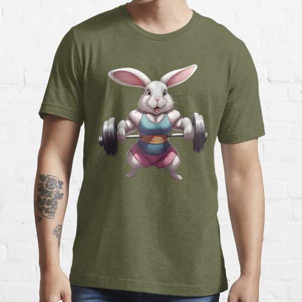 Buff Female Bunny Lifting Weights  Essential T-Shirt for Sale by