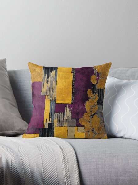 Aperçu de l'œuvre Splash postimpressionniste en jaune moutarde et violet prune créée et vendue par westside310.
