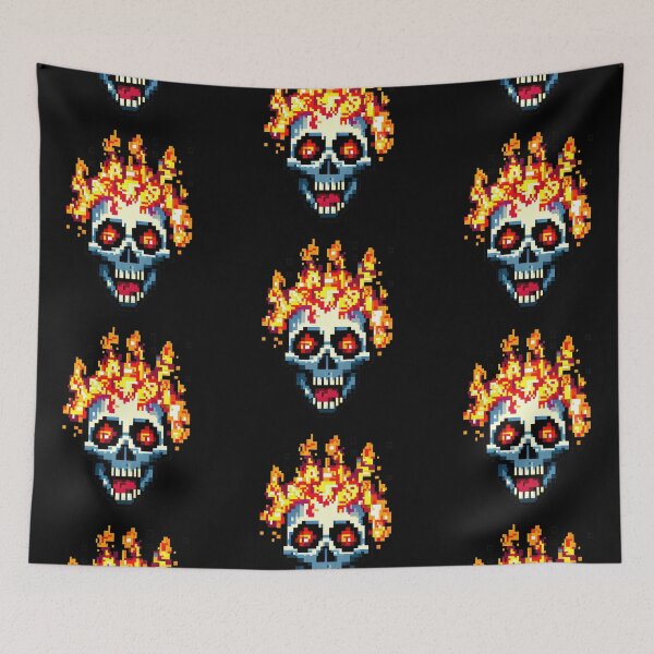 Item preview, Pixel Skull with Flame - Fiery and Fierce designed and sold by pocketart2023.