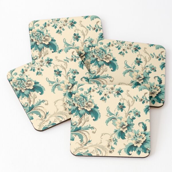 Item preview, Rococo Romance in Teal and Soft Beige designed and sold by westside310.