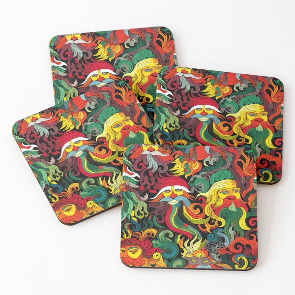 Item preview, Colorful fantasy pattern blue white green red yellow orange black forest spirits designed and sold by G-M-Designs.