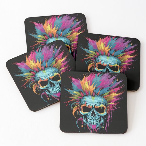 Item preview, Colorful horror punk zombie skull designed and sold by drizzd.