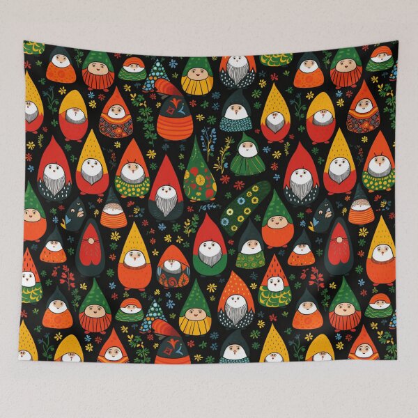 Item preview, Colorful fantasy pattern blue white green red yellow orange black pixies designed and sold by G-M-Designs.
