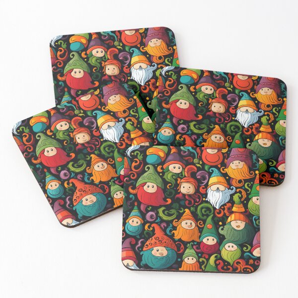 Item preview, Colorful fantasy pattern blue white green red yellow orange black pixies trolls designed and sold by G-M-Designs.