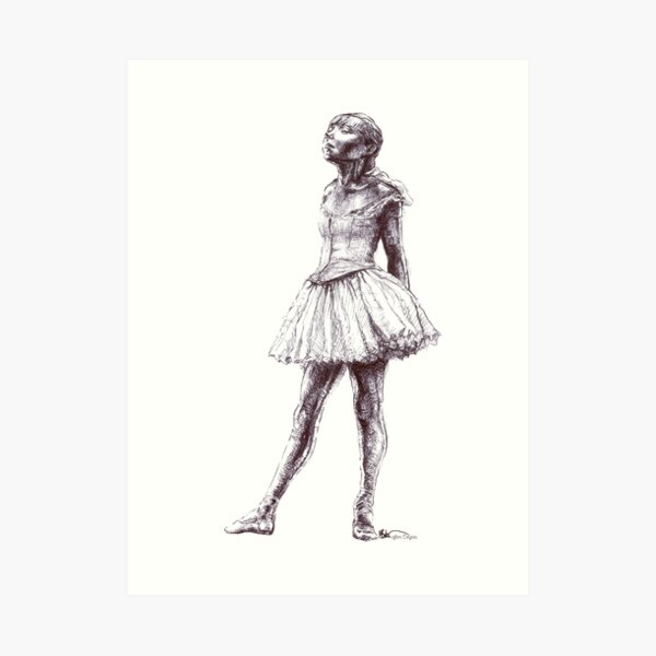 Little Dancer Ballpoint Pen Drawing Art Print