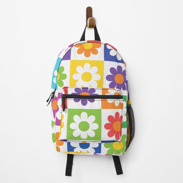 Item preview, Checkered Rainbow Retro Flowers Pattern designed and sold by Yasminepatterns .