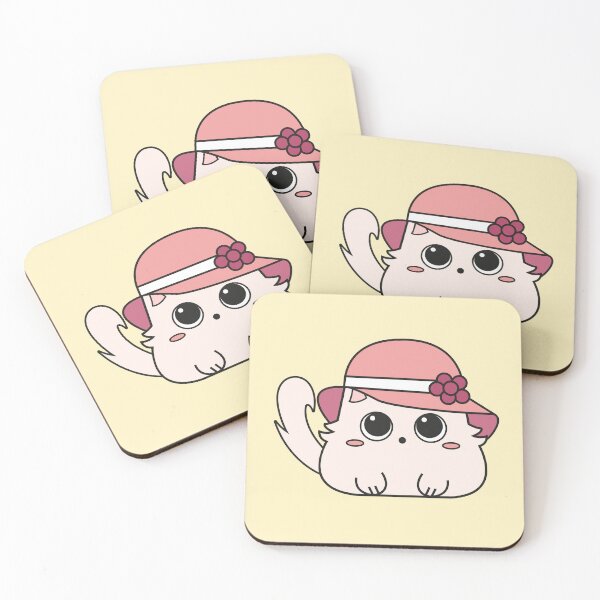 Item preview, White kitten with pink hat Cat  designed and sold by LunMoony.