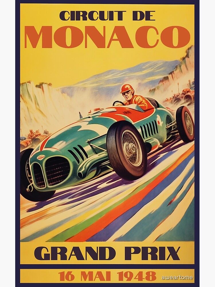 Monaco Grand Prix 1967 - Vintage F1 Poster Retro Wall Art Print