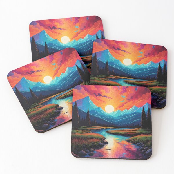 Item preview, Psychedelic sunset over a mountain designed and sold by Win Hardy.