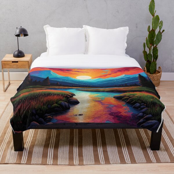 Artikelvorschau, Psychedelischer Sonnenuntergang über einem Berg entworfen und verkauft von Win Hardy.