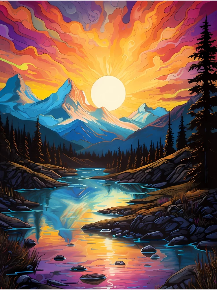 Nature Magic: Sunset Over Mountains Canvas Art Art Print by Alpha Graphix -  Fy