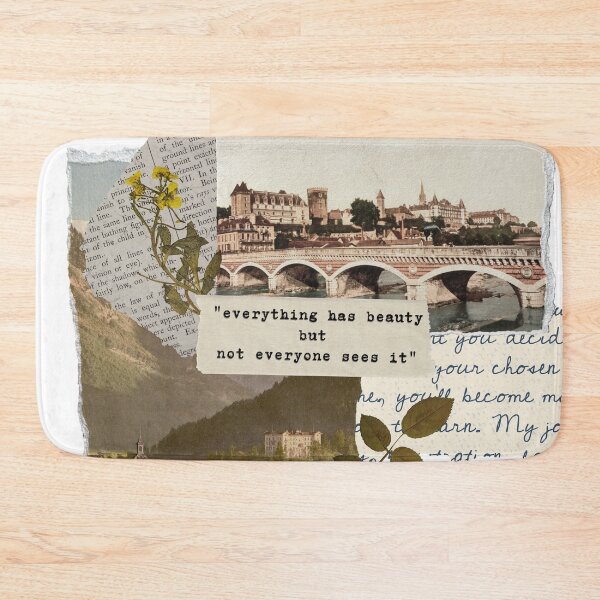 Item preview, Vintage landscape photo Collage aesthetic scrapbooking "everything has beauty but not everyone sees it" typewriter quote T-Shirt designed and sold by LePetiteShadow.