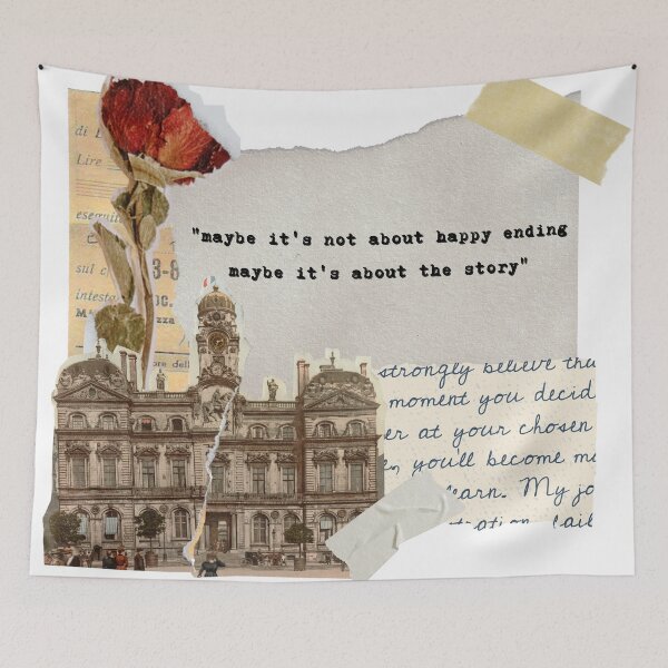 Item preview, Vintage landscape photo Collage aesthetic scrapbooking "maybe it's not about happy ending maybe it's about the story" typewriter quote designed and sold by LePetiteShadow.
