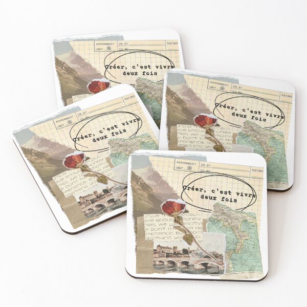 Item preview, Vintage landscape photo Collage aesthetic scrapbooking "creer, c'est vivre deux fois" typewriter quote designed and sold by LePetiteShadow.