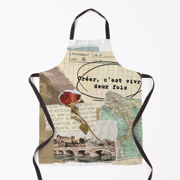 Item preview, Vintage landscape photo Collage aesthetic scrapbooking "creer, c'est vivre deux fois" typewriter quote designed and sold by LePetiteShadow.