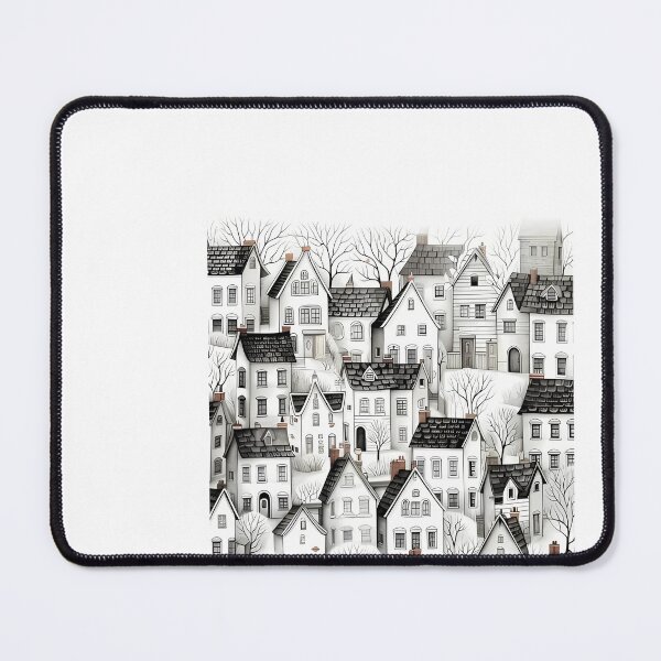 Item preview, a drawing of houses with trees in the background designed and sold by Dark Fantasy Store.