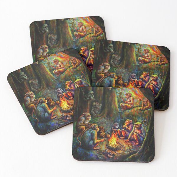 Item preview, Trippy Campfire Monkey Poster designed and sold by WSMonkeyPosters.