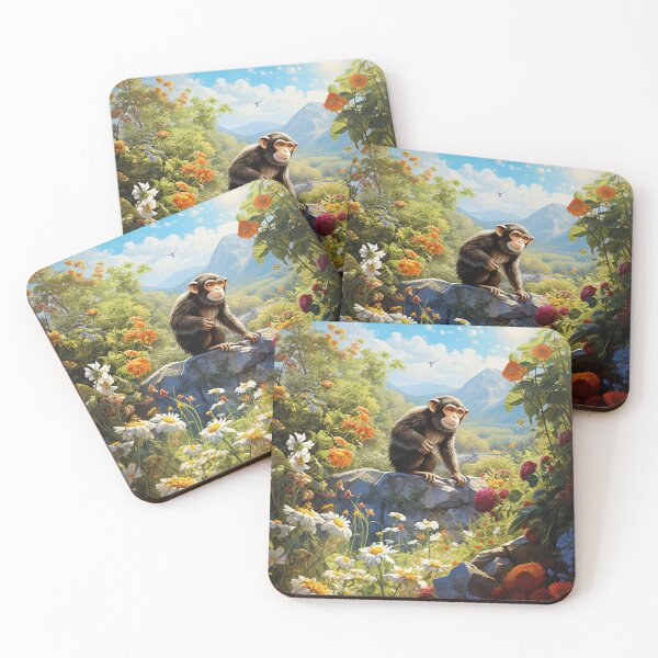 Item preview, Monkey in a Colourful Garden Poster designed and sold by WSMonkeyPosters.