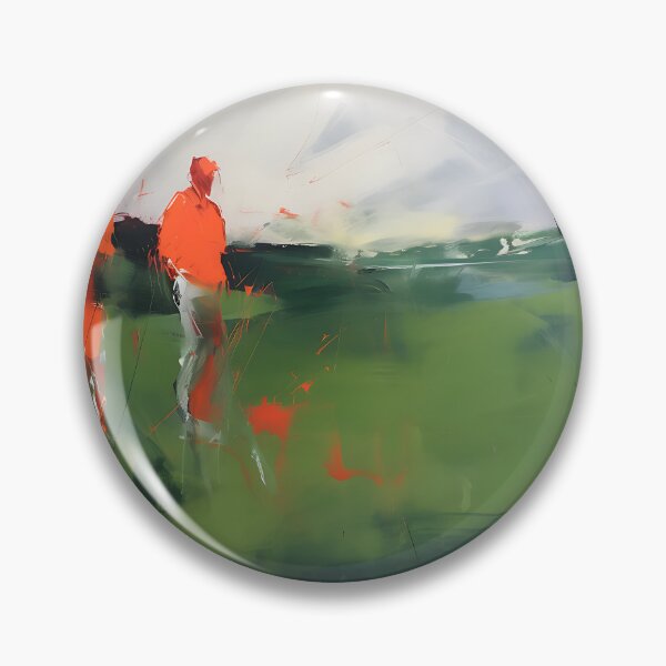 Item preview, A Stroll Across the Field: Two Orange Figures Walking in a Green Landscape designed and sold by vadimcarazan.
