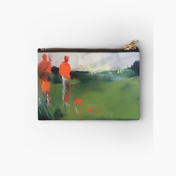 Item preview, A Stroll Across the Field: Two Orange Figures Walking in a Green Landscape designed and sold by vadimcarazan.