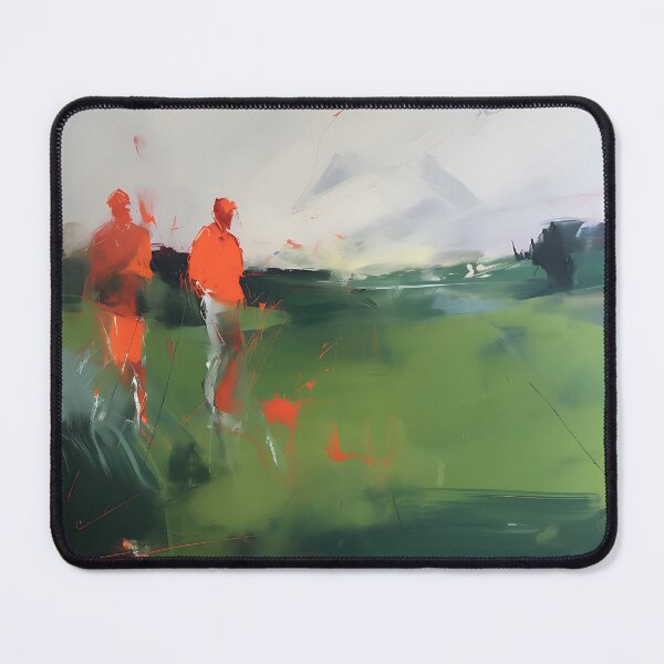 Item preview, A Stroll Across the Field: Two Orange Figures Walking in a Green Landscape designed and sold by vadimcarazan.