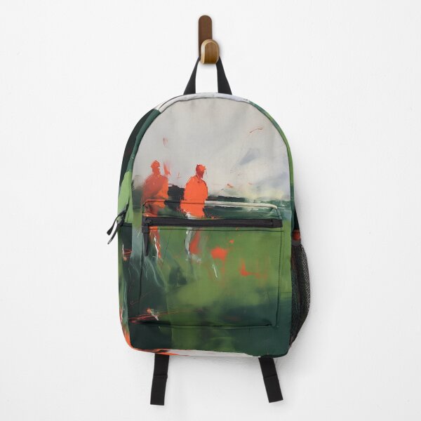 Item preview, A Stroll Across the Field: Two Orange Figures Walking in a Green Landscape designed and sold by vadimcarazan.