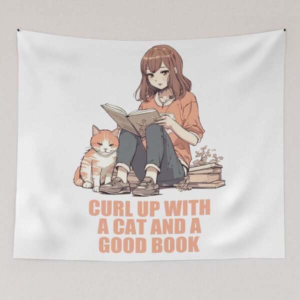 Item preview, Curl up with a cat and a good book designed and sold by go-go-designs.