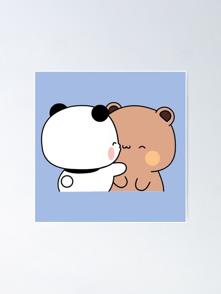 Panda Bär Umarmung Bubu Dudu Valentine Liegen gemächlich Auf dem