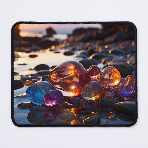 Item preview, Otherworldly beach and seascape with gemstones at sunset 3 designed and sold by Art by Lilia.