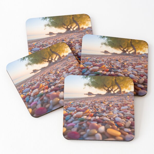 Item preview, Otherworldly beach and seascape with gemstones at sunset 4 designed and sold by Art by Lilia.