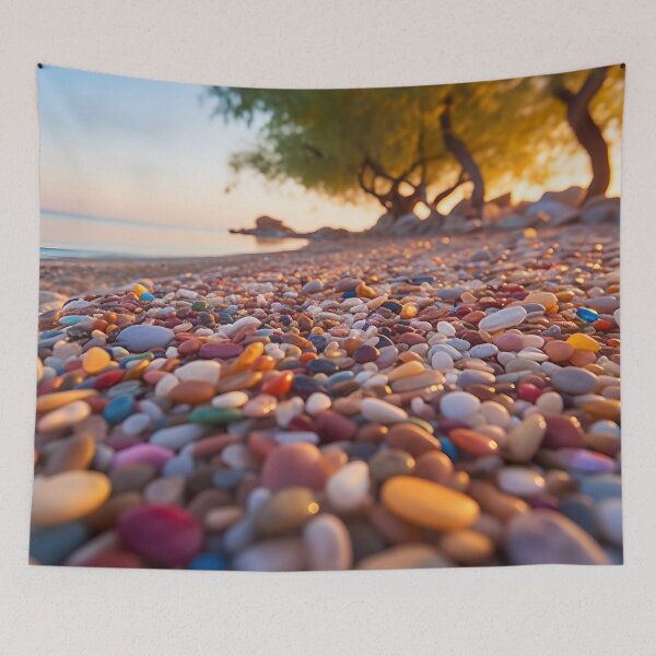 Item preview, Otherworldly beach and seascape with gemstones at sunset 4 designed and sold by Art by Lilia.
