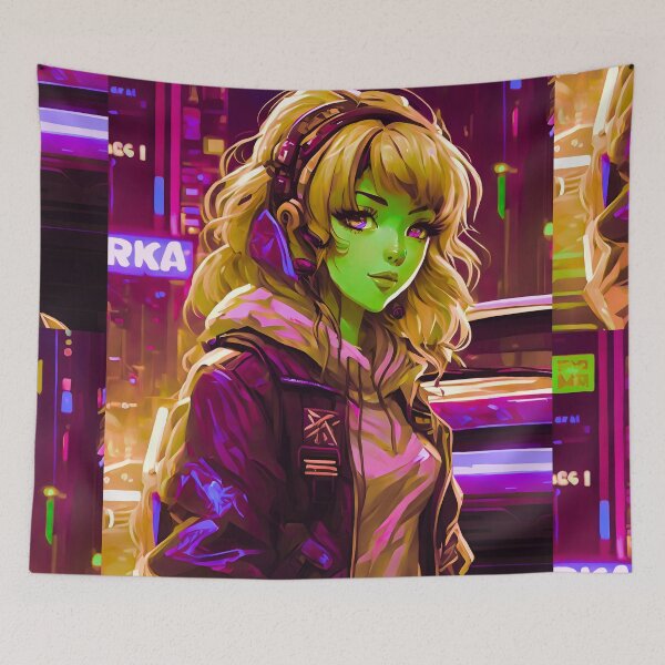Item preview, Cyber Preppy Kawaii Anime Girl Hoodie Cyber Headphone designed and sold by MindWave THC.