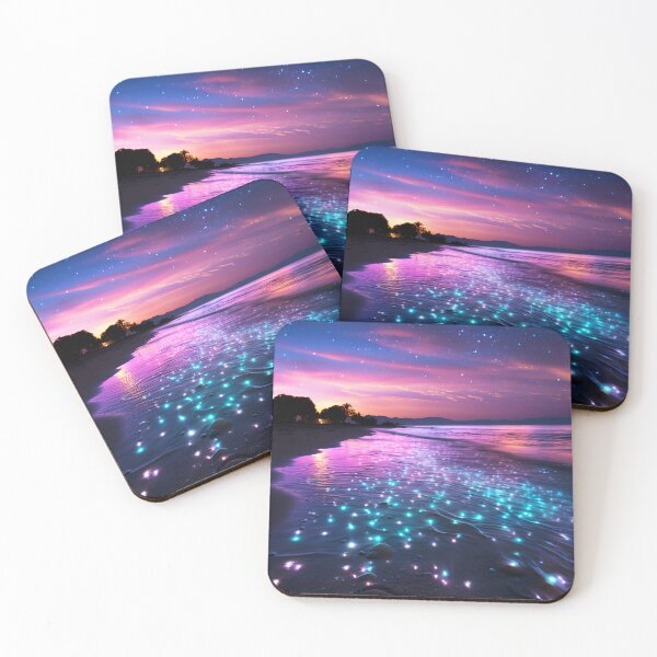 Item preview, Otherworldly beach and seascape with gemstones at sunset 5 designed and sold by Art by Lilia.