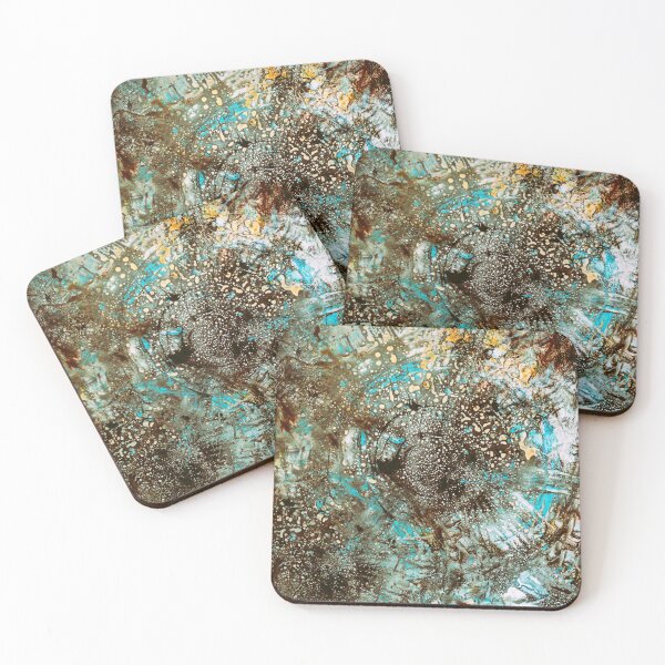 Item preview, Modern Abstract Circle Splotch Turquoise Blue Brown Yellow designed and sold by jocelynsart.