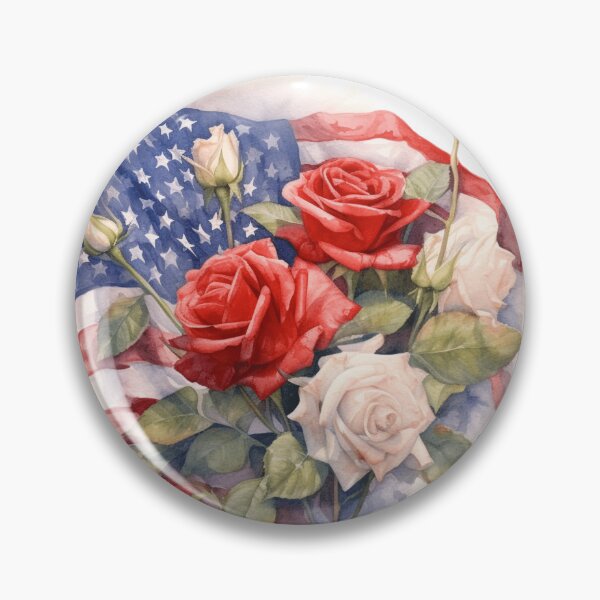 Item preview, American flag with roses designed and sold by gambercem.