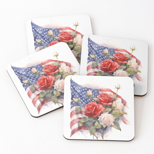 Item preview, American flag with roses designed and sold by gambercem.