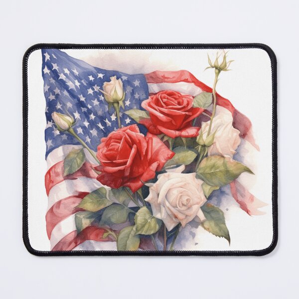 Item preview, American flag with roses designed and sold by gambercem.