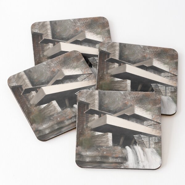 Item preview, Modern architecture neutral colors FallingWater House designed and sold by amiileila.