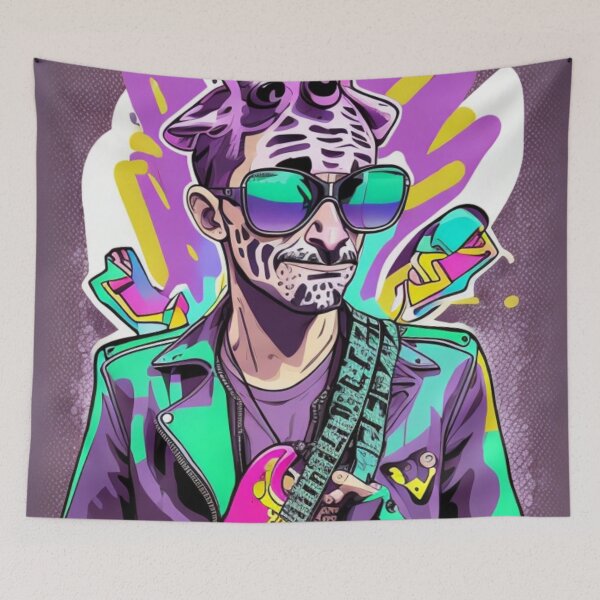 Item preview, Purple Funky Pop Art Graffiti Punk Style  designed and sold by ShopSunday.