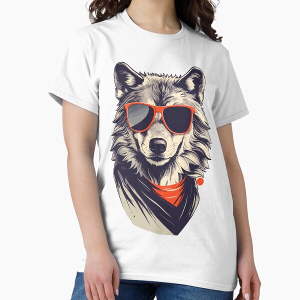 Cool Alpha A Wolf in Sunglasses Classic T-Shirt