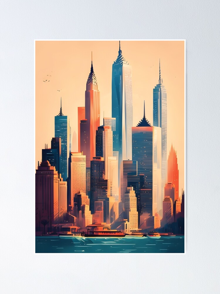 New York City Manhattan Skyline - Tee For Big Apple Lovers New York City Manhattan Skyline - Tee For Big Apple Lovers