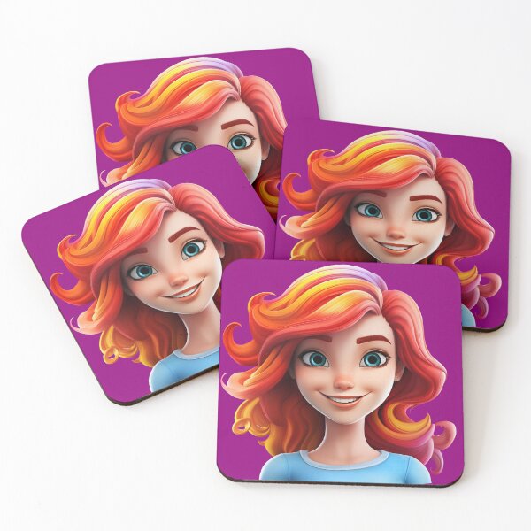 Item preview, Red & Yellow Haired, Happy, Cartoon Female Face designed and sold by Image-Caption.