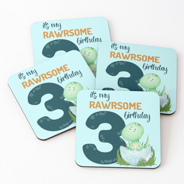 Item preview, Baby Dinosaur Birthday Party - RAWRSOME Third Birthday Gift Ideas - Three Years Old Dinosaur Birthday designed and sold by GlazifiedArts.
