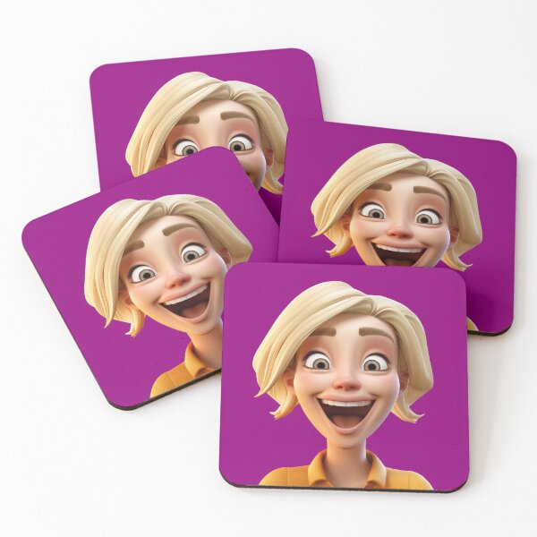 Item preview, Blond haired Happy Cartoon Female Face designed and sold by Image-Caption.