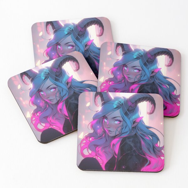 Item preview, Cute Flirty Ram Horn Demon Anime Girl designed and sold by bubblegoth.